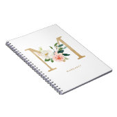Pretty Faux Gold Foil Floral Letter M Monogram Notitieboek (Rechterzijde)