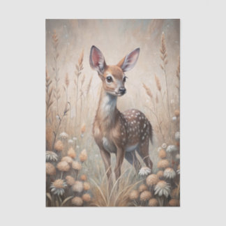 Pretty Fawn in a Forest Meadow with Flowers Tissuepapier