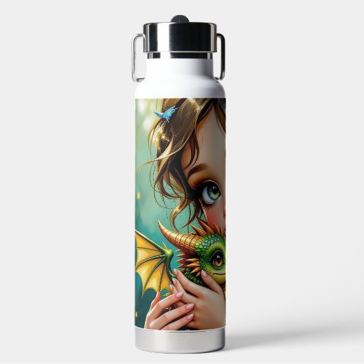 Pretty Fee- en Draak Thema Meisjes Waterfles (Voorkant)
