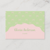 Pretty Feminine Green Pink Bow Stripe Pattern Visitekaartje (Voorkant)