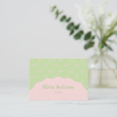 Pretty Feminine Green Pink Bow Stripe Pattern Visitekaartje (Staand voorkant)