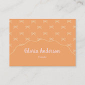 Pretty Feminine Orange Pink Bow Stripe Pattern Visitekaartje (Voorkant)