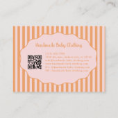Pretty Feminine Orange Pink Bow Stripe Pattern Visitekaartje (Achterkant)