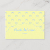 Pretty Feminine Yellow Blue Bow Stripe Pattern Visitekaartje (Voorkant)