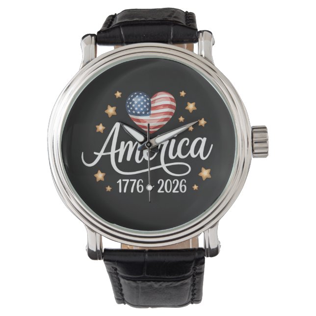 Pretty Flag Hart 1776-2026 4 juli 250ste  Horloge (Voorkant)