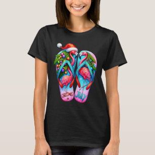 Pretty Flamingo Flip Flops Tropische Zomer Kerstmi T-shirt