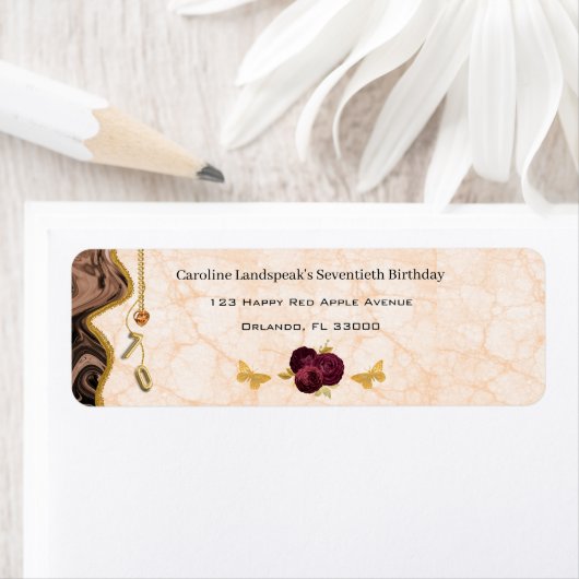 Pretty Floral 70th Birthday & Gold Foil Balloon    Etiket (Insitu)
