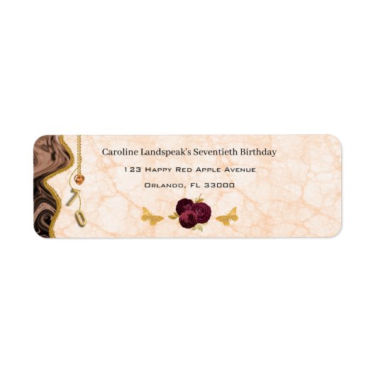 Pretty Floral 70th Birthday & Gold Foil Balloon Etiket (Voorkant)