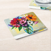 Pretty Floral Art Design Kartonnen Onderzetters (Schuin)