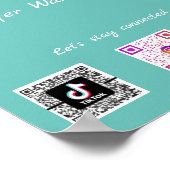 Pretty Floral Border Social Media QR Codes   Poster (Hoek)