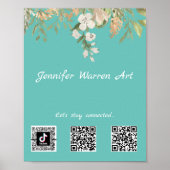 Pretty Floral Border Social Media QR Codes   Poster (Voorkant)