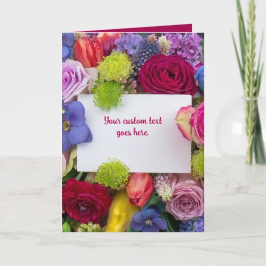 Pretty Floral Framed Roses Text Box Custom Kaart (Voorkant)