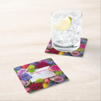 Pretty Floral Framed Roses Text Box Custom Kartonnen Onderzetters