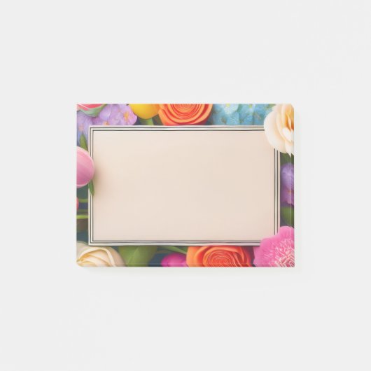 Pretty Floral Framed Roses Tulips Hydrangea Post-it® Notes (Voorkant)