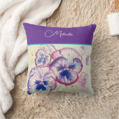 Pretty Floral Pastel Pansy Purple Watercolor  Kussen (Deken)