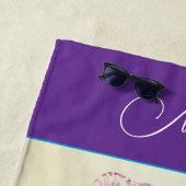 Pretty Floral Pastel Pansy Purple Watercolor Towel Strandlaken (In situ)