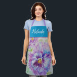 Pretty Floral Pastel Pansy Purple Womans Apron Schort<br><div class="desc">Pretty Floral Pastel Purple Blue Pansy Watercolor Painting Pattern Woman's Kitchen Apron,  met een fully customizable name. Designed from my origineel cat illustrations.</div>