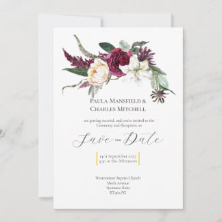 Pretty Floral Save the Date, Wedding Invitation Kaart