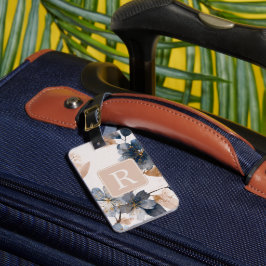 Pretty Flower Monogram Template Personalized Bagagelabel