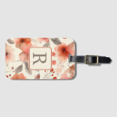 Pretty Flower Monogram Template Personalized Bagagelabel (Voorkant (horizontaal))