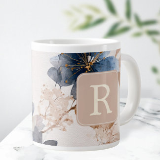 Pretty Flower Monogram Template Personalized Grote Koffiekop