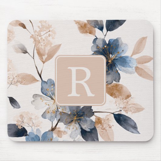 Pretty Flower Monogram Template Personalized Muismat (Voorkant)