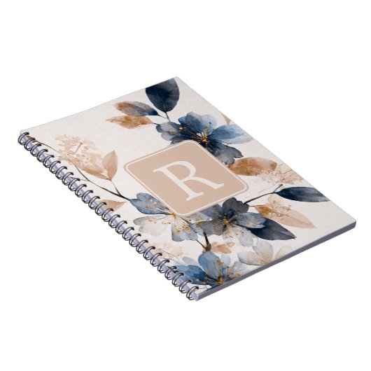 Pretty Flower Monogram Template Personalized Notitieboek (Rechterzijde)