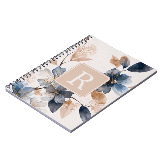 Pretty Flower Monogram Template Personalized Notitieboek (Linkerzijde)