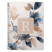 Pretty Flower Monogram Template Personalized Notitieboek (Voorkant)