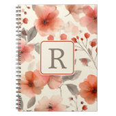 Pretty Flower Monogram Template Personalized Notitieboek (Voorkant)