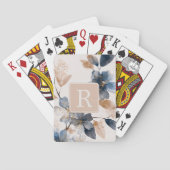 Pretty Flower Monogram Template Personalized Pokerkaarten (Achterkant)