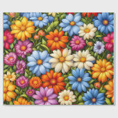 Pretty Flowers, Brightly Colored Cadeaupapier (Vlak)