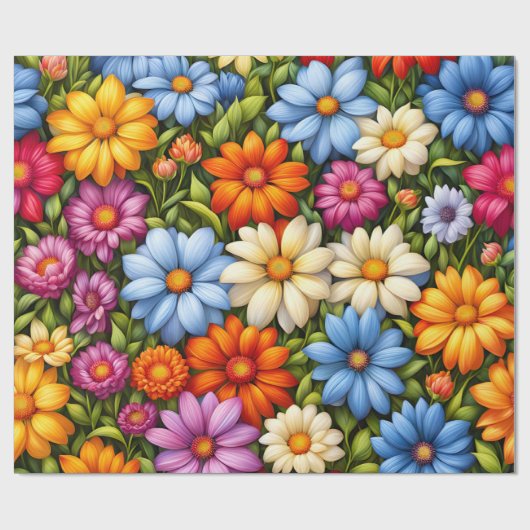 Pretty Flowers, Brightly Colored Cadeaupapier (Vlak)