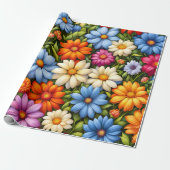 Pretty Flowers, Brightly Colored Cadeaupapier (Uitgerold)