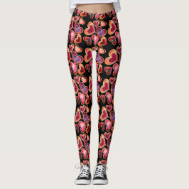 Pretty Foil Textured Stack Double Heart Lolly's Leggings