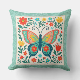 Pretty Folk Art Butterfly  Kussen