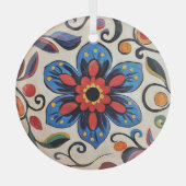 Pretty Folk Art Flower  Glas Ornament (Voorkant)