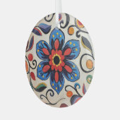 Pretty Folk Art Flower  Glas Ornament (Voorkant links)