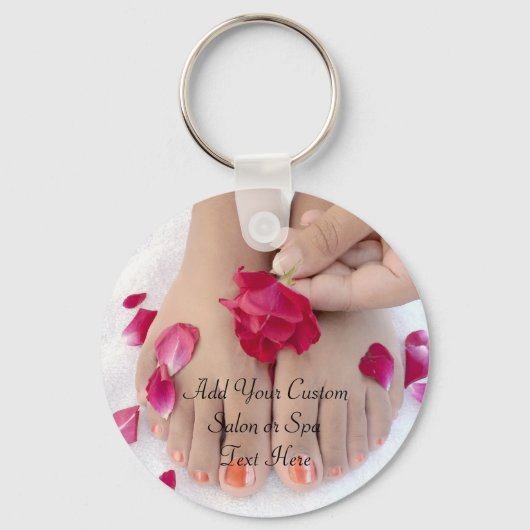 Pretty Fuchsia Pink Rose Pedicure Salon Sleutelhanger (Voorkant)