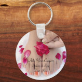 Pretty Fuchsia Pink Rose Pedicure Salon Sleutelhanger (Voorkant)