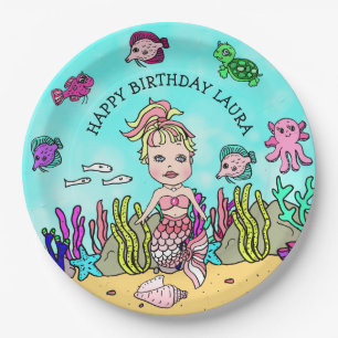 Pretty Gepersonaliseerde Roze Blonde Zeemeermin Ve Papieren Bordje