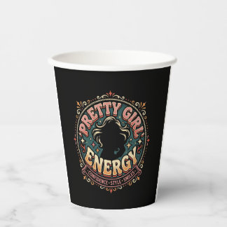 Pretty Girl Energie Vintage Esthetiek Papieren Bekers