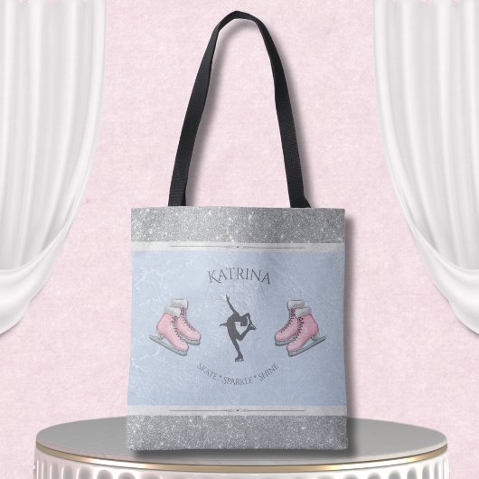 Pretty Girl Ice Rink Figure Skating Tote Bag