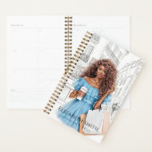 Pretty Girl with Coffee and Shopping Notebook Planner (Display)