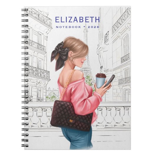 Pretty Girl with Coffee in Paris Notitieboek (Voorkant)