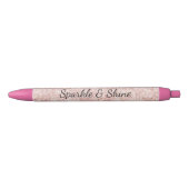 Pretty Girly Blush Pink Glitter Zwarte Inkt Pen (Voorkant)