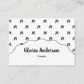 Pretty Girly Feminine Black White Bow Pattern Visitekaartje (Voorkant)