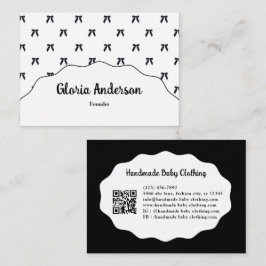 Pretty Girly Feminine Black White Bow Pattern Visitekaartje
