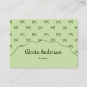 Pretty Girly Feminine Green Bow Stripe Pattern Visitekaartje (Voorkant)