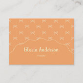 Pretty Girly Feminine Orange Bow Stripe Pattern  Visitekaartje (Voorkant)